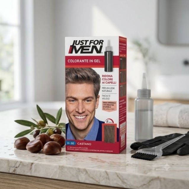 Sampon Colorant Par Barbati Just For Men H-30 Castaniu – Acoperire Fire Albe 