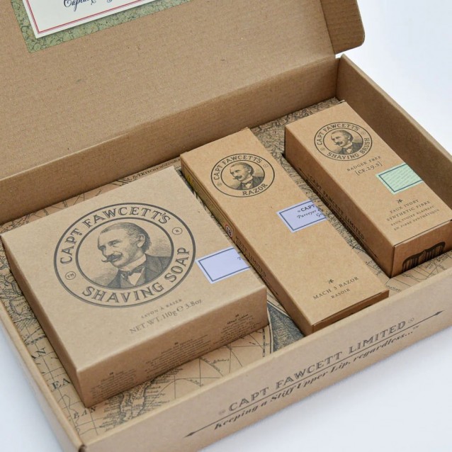 Set barbierit Captain Fawcett Shave Brush, Razor & Soap -