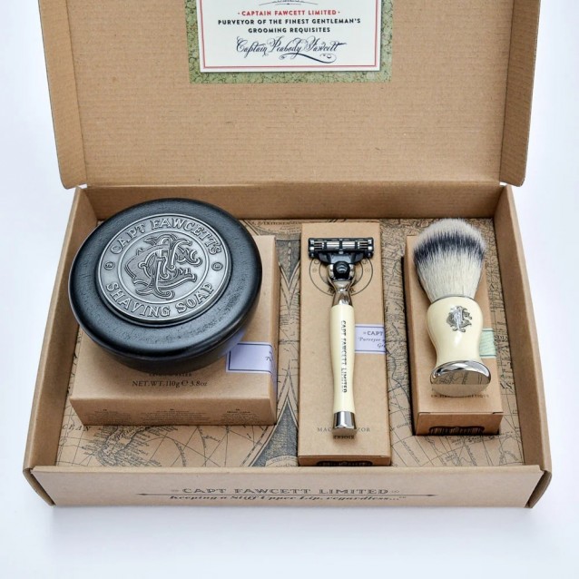 Set barbierit Captain Fawcett Shave Brush, Razor & Soap -