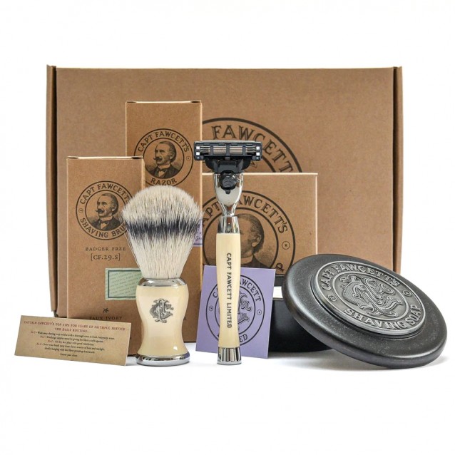 Set barbierit Captain Fawcett Shave Brush, Razor & Soap -