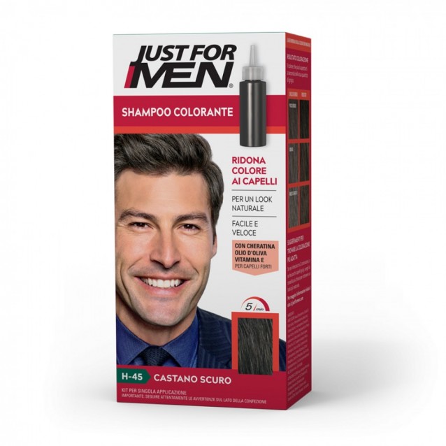 Sampon Colorant Par Barbati Just For Men H-45 Maro Inchis – Acoperire Fire Albe - Just for Men