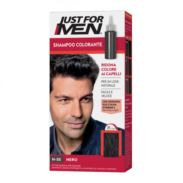 Sampon Colorant Par Barbati Just For Men H-55 Negru – Acoperire Fire Albe - Just for Men