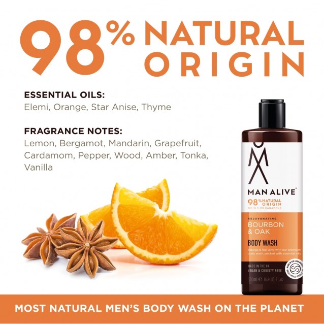 Gel de dus Man Alive Bourbon & Oak -
