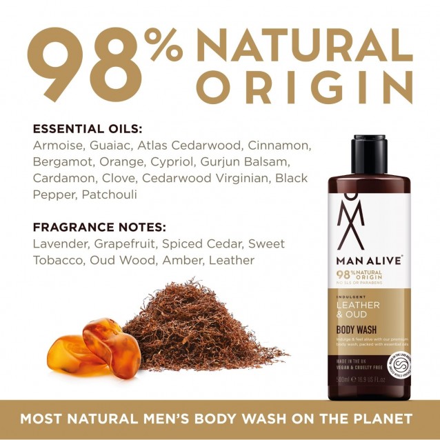 Gel de dus Man Alive Leather & Oud -