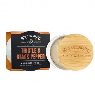 Sapun de ras in bol de portelan Scottish Fine Soaps Company Thistle & Black Pepper