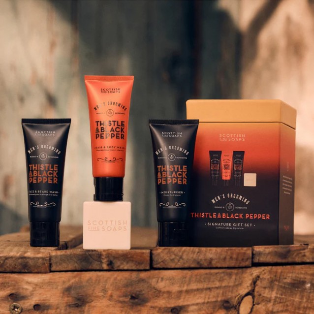 Set cadou Scottish Fine Soaps Thistle & Black Pepper Luxurious Gift Set - The Scottish Fine Soaps Company